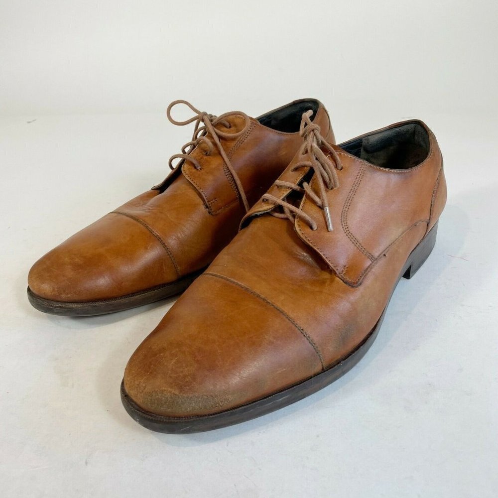 Cole Haan Men Henry Grand Cap Toe Oxford Dress Shoes Brown US 10M Leather C24519 - Picture 2 of 8